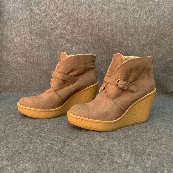 STELLA McCARTNEY Faux Shearling Gum Wedge Ankle Boots - Picture 4 of 11